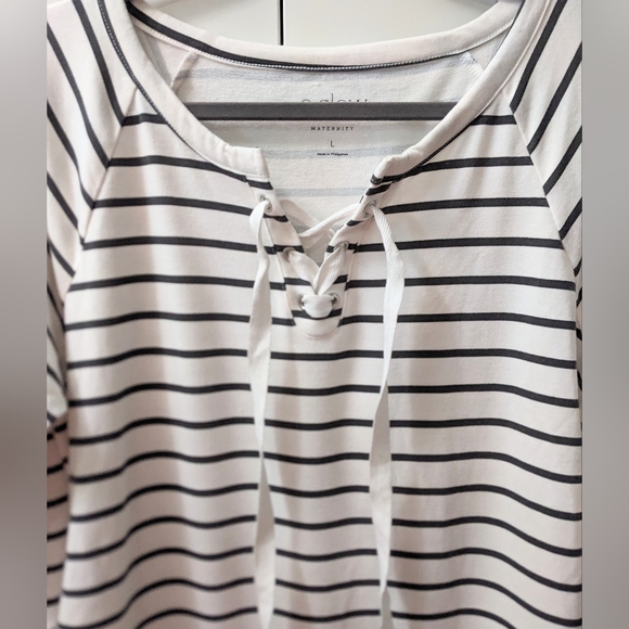 MATERNITY, A:GLOW, Lace-Up Tunic Sweater, Size Large. - Picture 2 of 8